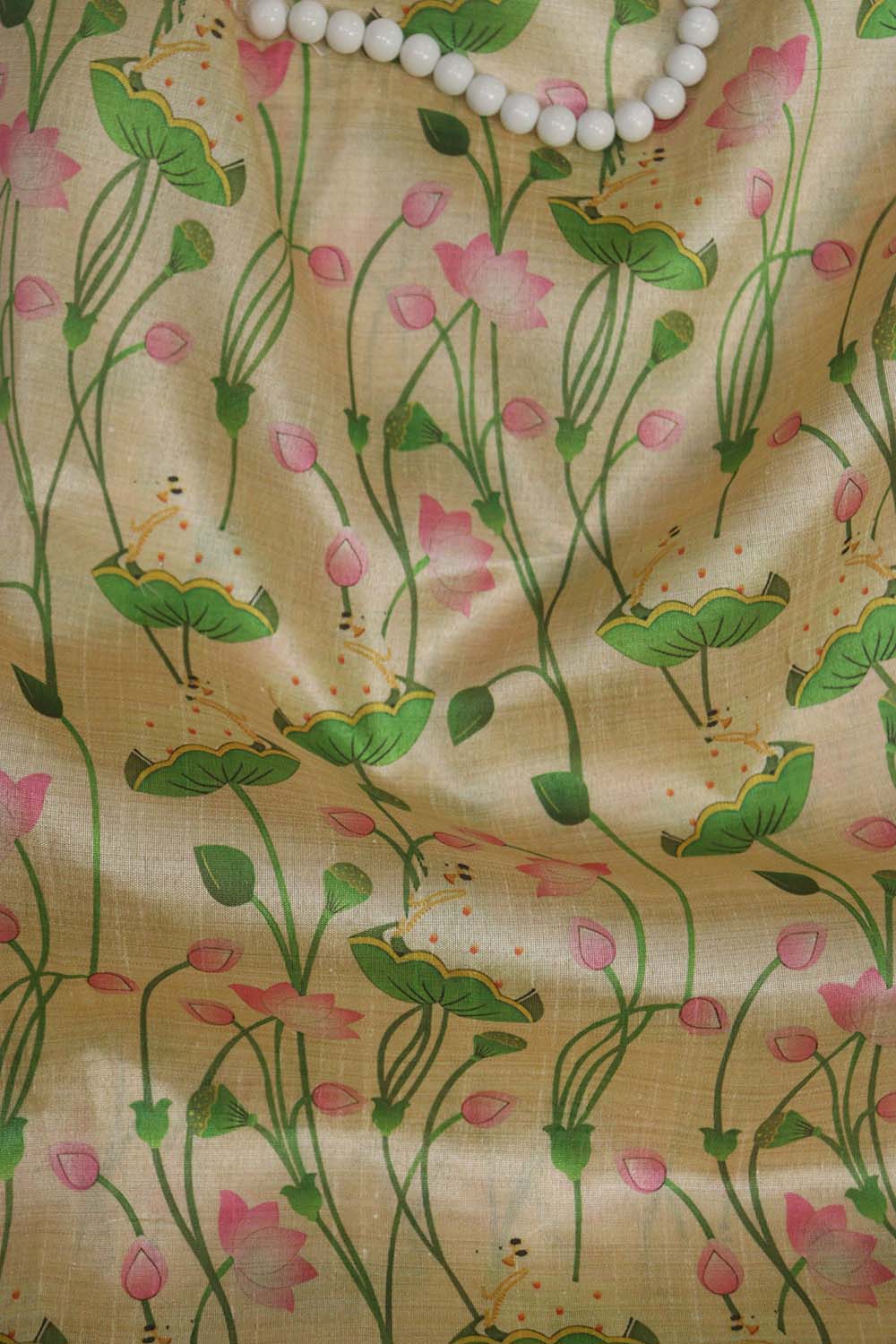 Pastel Pichwai Tussar Silk: Exquisite Digital Prints ( 1 Mtr ) - Luxurion World