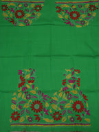 Shop Green Embroidered Kantha Cotton Blouse Fabric - 1 Mtr - Luxurion World