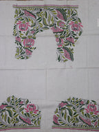 Shop White Embroidered Kantha Cotton Blouse Fabric - 1 Mtr - Luxurion World
