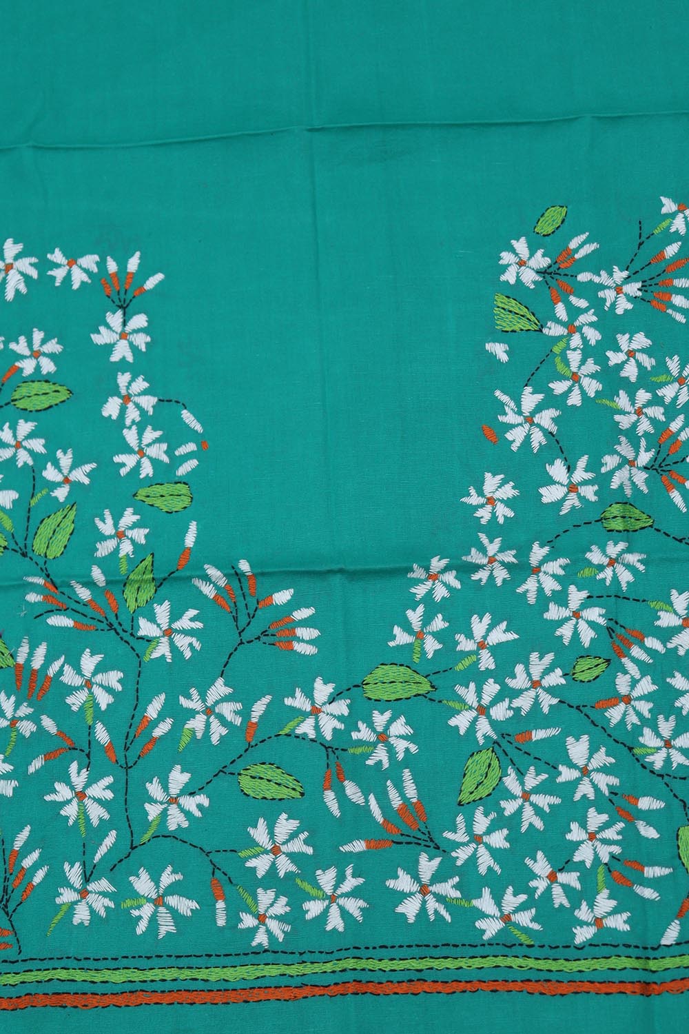 Shop Blue Embroidered Kantha Cotton Blouse Piece Fabric - 1 Mtr - Luxurion World