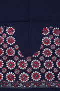 Shop Blue Embroidered Kantha Cotton Blouse Piece Fabric - 1 Mtr - Luxurion World