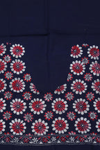 Shop Blue Embroidered Kantha Cotton Blouse Piece Fabric - 1 Mtr - Luxurion World