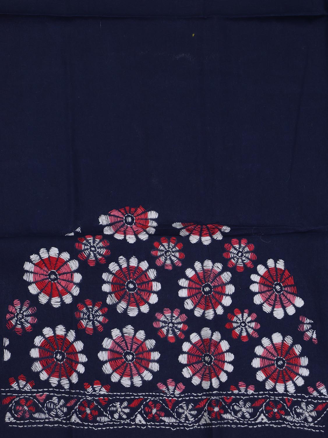 Shop Blue Embroidered Kantha Cotton Blouse Piece Fabric - 1 Mtr - Luxurion World