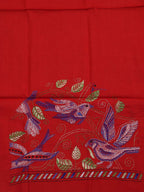 Shop Red Embroidered Kantha Cotton Blouse Piece Fabric (1 Mtr) Online - Luxurion World