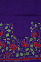 Shop Now: Purple Embroidered Kantha Cotton Blouse Fabric (1 Mtr) - Luxurion World