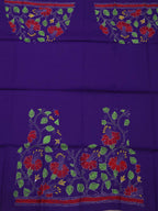 Shop Now: Purple Embroidered Kantha Cotton Blouse Fabric (1 Mtr) - Luxurion World