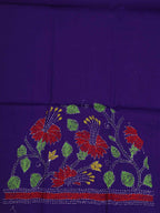 Shop Now: Purple Embroidered Kantha Cotton Blouse Fabric (1 Mtr) - Luxurion World