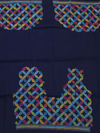 Shop Blue Embroidered Kantha Cotton Blouse Fabric - 1 Mtr Length - Luxurion World