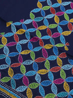 Shop Blue Embroidered Kantha Cotton Blouse Fabric - 1 Mtr Length - Luxurion World