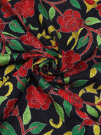 Shop Black Embroidered Kantha Cotton Blouse Fabric - 1 Mtr - Luxurion World
