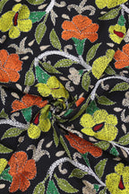 Shop Black Embroidered Kantha Cotton Blouse Fabric - 1 Mtr - Luxurion World