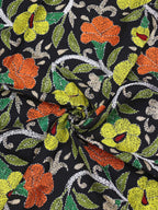 Shop Black Embroidered Kantha Cotton Blouse Fabric - 1 Mtr - Luxurion World