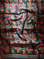 Black Embroidered Kantha Cotton Blouse Piece Fabric ( 1 Mtr ) - Luxurion World