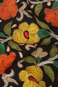 Black Embroidered Kantha Cotton Blouse Piece Fabric ( 1 Mtr ) - Luxurion World