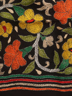 Black Embroidered Kantha Cotton Blouse Piece Fabric ( 1 Mtr ) - Luxurion World
