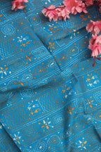 Blue Embroidered Kantha Cotton Blouse Piece Fabric ( 1 Mtr ) - Luxurion World