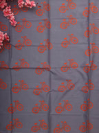 Grey Embroidered Kantha Cotton Blouse Piece Fabric ( 1 Mtr ) - Luxurion World