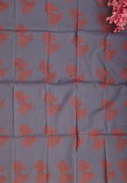 Grey Embroidered Kantha Cotton Blouse Piece Fabric ( 1 Mtr ) - Luxurion World