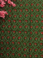 Green Embroidered Kantha Cotton Blouse Piece Fabric ( 1 Mtr ) - Luxurion World