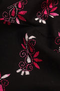 Black Embroidered Kantha Cotton Blouse Piece Fabric ( 1 Mtr ) - Luxurion World