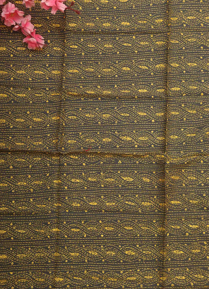 Black Embroidered Kantha Cotton Blouse Piece Fabric ( 1 Mtr ) - Luxurion World