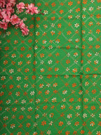 Green Embroidered Kantha Cotton Blouse Piece Fabric ( 1 Mtr ) - Luxurion World