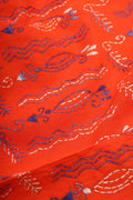 Orange Embroidered Kantha Cotton Blouse Piece Fabric ( 1 Mtr ) - Luxurion World