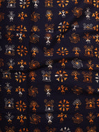 Blue Embroidered Kantha Cotton Blouse Piece Fabric ( 1 Mtr ) - Luxurion World