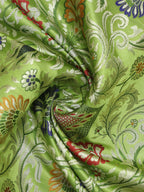 Green Banarasi KimKhwab Silk Meenakari Fabric ( 1 Mtr ) - Luxurion World