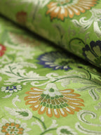 Green Banarasi KimKhwab Silk Meenakari Fabric ( 1 Mtr ) - Luxurion World