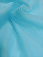 Blue Plain Organza Silk Fabric (1 Mtr) - Luxurion World