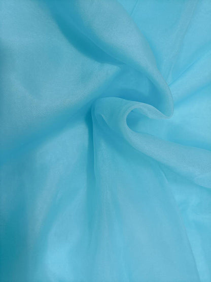 Blue Plain Organza Silk Fabric (1 Mtr) - Luxurion World
