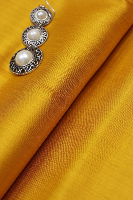 Yellow Plain Pure Silk Fabric ( 1 Mtr ) - Luxurion World