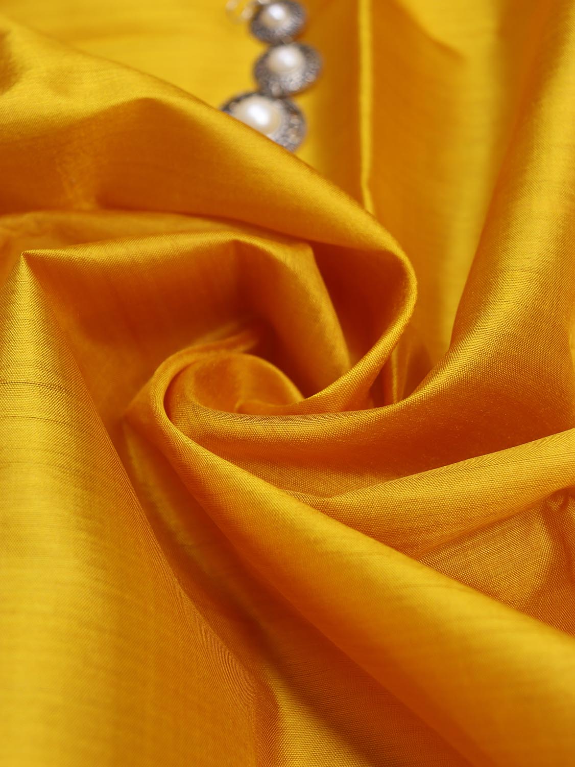 Yellow Plain Pure Silk Fabric ( 1 Mtr ) - Luxurion World