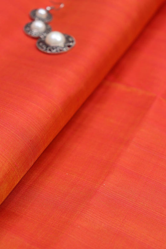 Orange Plain Pure Silk Fabric ( 1 Mtr )