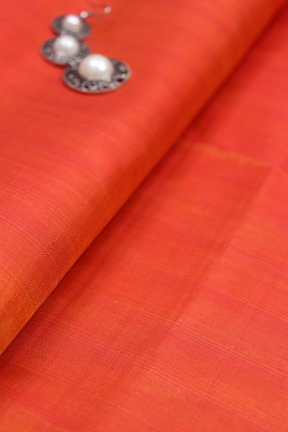 Orange Plain Pure Silk Fabric (1Mtr ) - Luxurion World