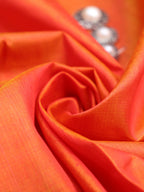 Orange Plain Pure Silk Fabric (1Mtr ) - Luxurion World