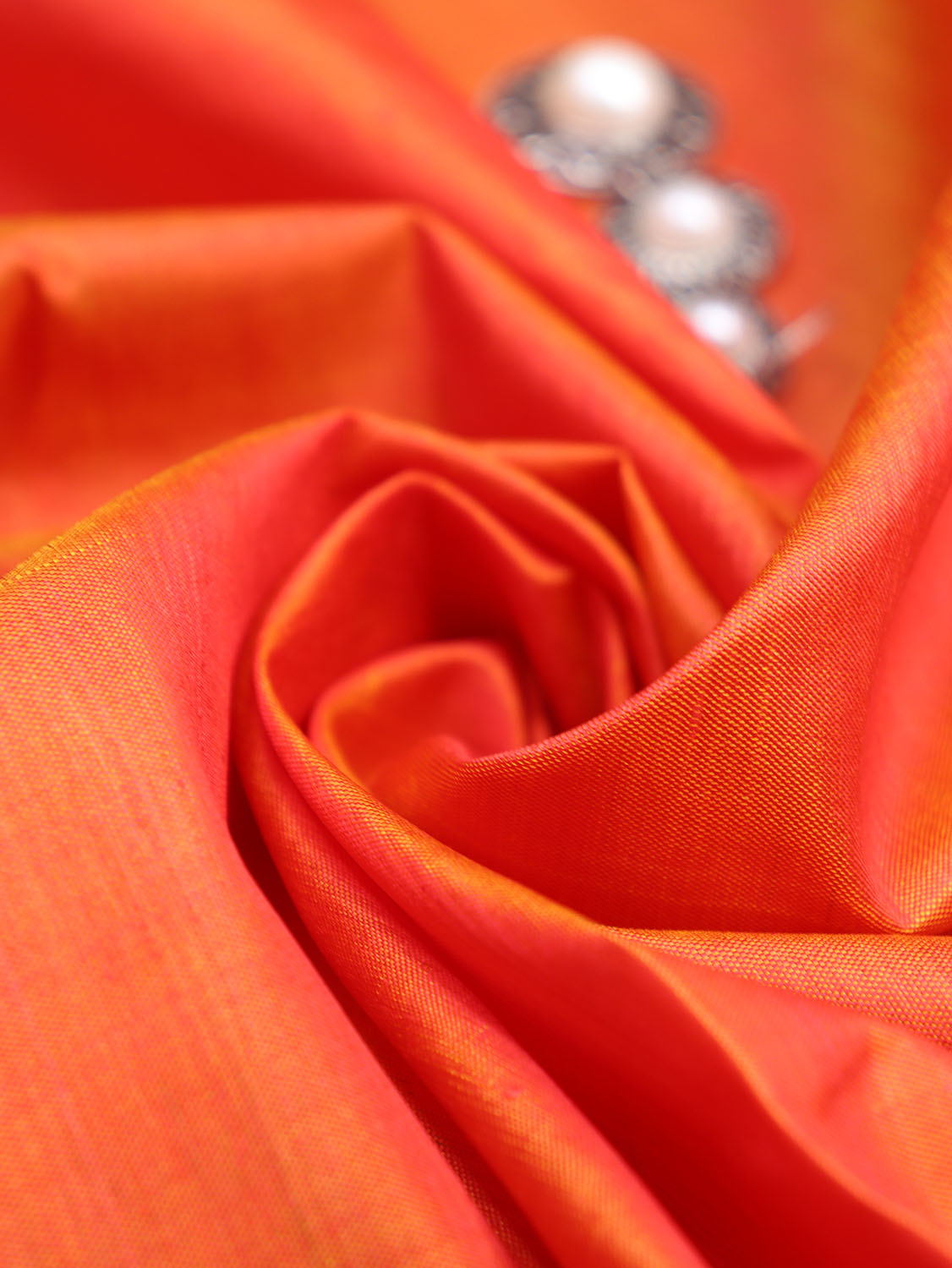 Orange Plain Pure Silk Fabric (1Mtr ) - Luxurion World