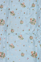 Blue Trendy Embroidered Uppada Silk Fabric (1 Mtr) - Luxurion World