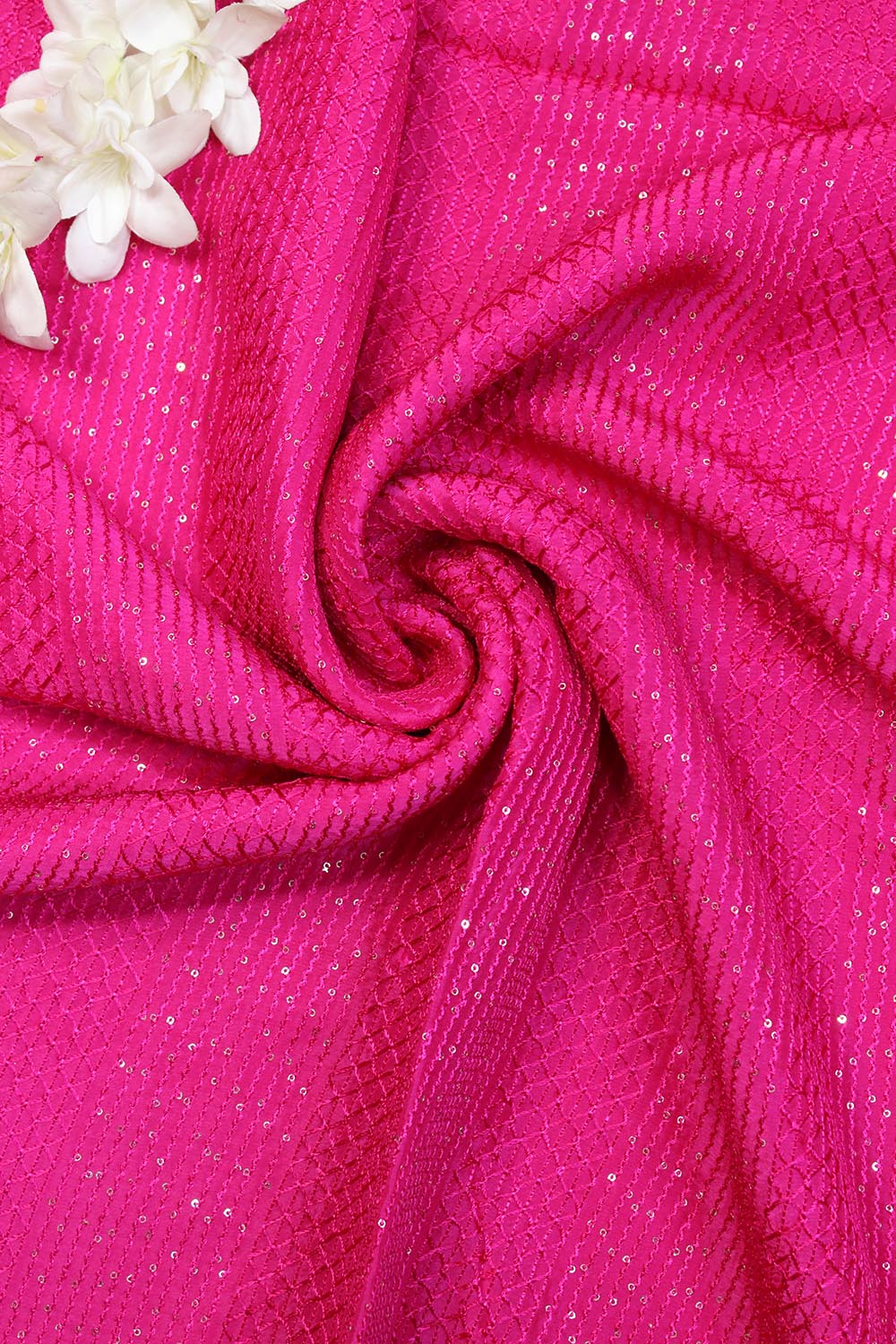 Pink Trendy Sequins Work Silk Fabric (1 Mtr ) - Luxurion World