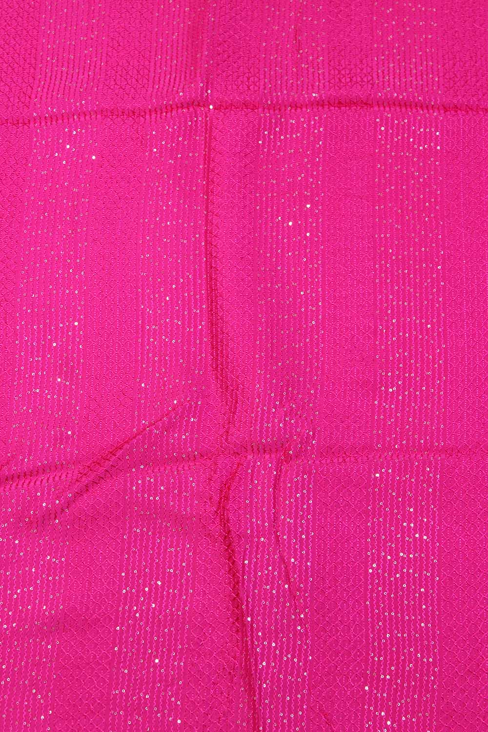 Pink Trendy Sequins Work Silk Fabric (1 Mtr ) - Luxurion World