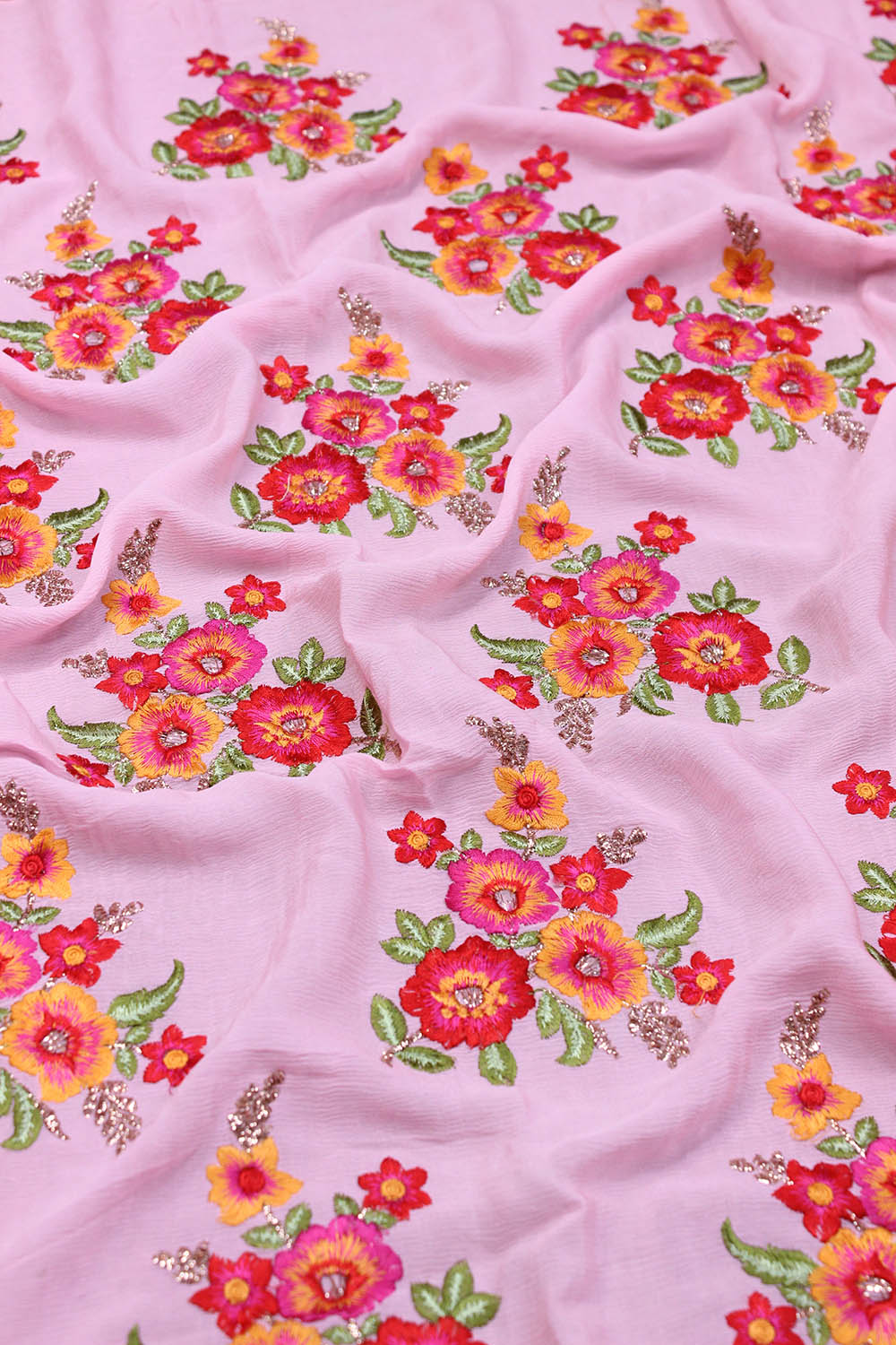 Pink Embroidered Trendy Fabric ( 1 Mtr ) - Luxurion World