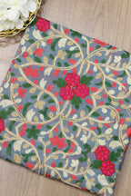 Grey Trendy Embroidered Georgette Fabric (1 Mtr ) - Luxurion World