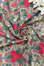 Grey Trendy Embroidered Georgette Fabric (1 Mtr ) - Luxurion World