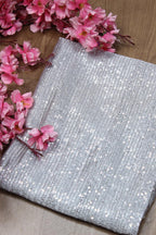 Silver Trendy Georgette Sequins Work Fabric ( 1 Mtr ) - Luxurion World