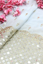 Blue Trendy Georgette Sequins Work Fabric ( 1 Mtr ) - Luxurion World