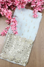 Blue Trendy Georgette Sequins Work Fabric ( 1 Mtr ) - Luxurion World