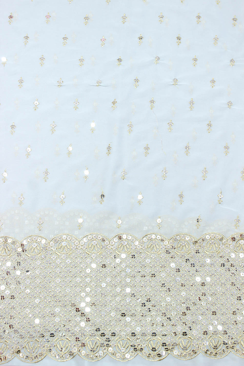 Blue Trendy Georgette Sequins Work Fabric ( 1 Mtr ) - Luxurion World
