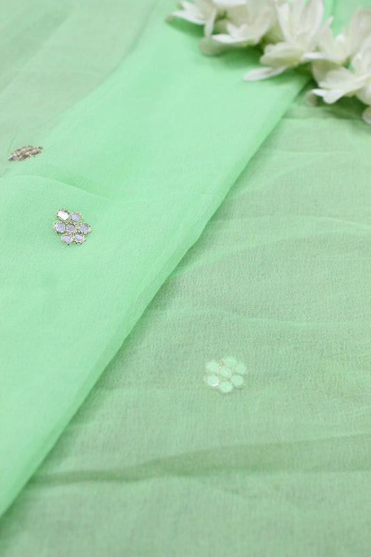 Green Trendy Chiffon Fabric ( 1 Mtr ) - Luxurion World