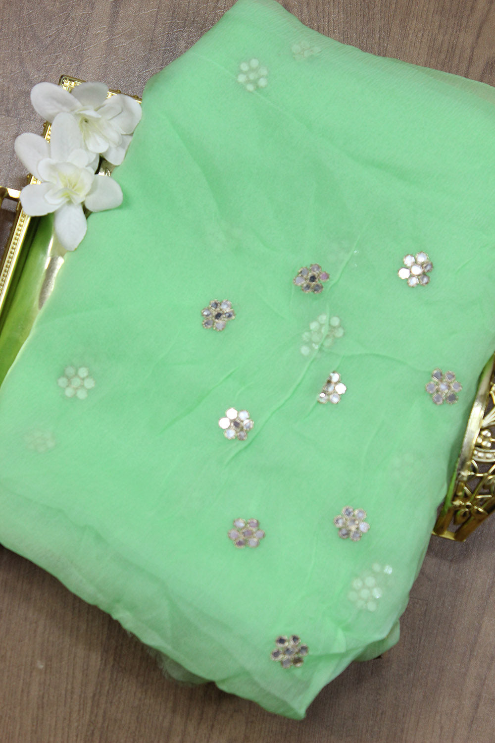 Green Trendy Chiffon Fabric ( 1 Mtr ) - Luxurion World